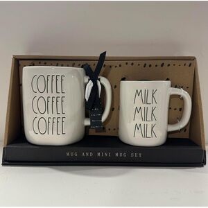 NIB Rae Dunn “Coffee Coffee Coffee” and mini “Milk milk milk” Mug Set